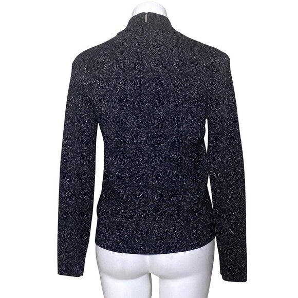 MICHAEL Michael Kors Black Silver Metallic Sweater, Mock Neck Women's Size XL - Picture 4 of 9